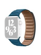 For Apple Watch Series 10 42mm / 9 8 7 41mm / 6 5 4 SE SE (2022) SE (2023) 40mm / 3 2 1 38mm Magnetic Watch Band Genuine Leather Replacement Strap - Cape Blue