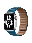 For Apple Watch Series 10 42mm / 9 8 7 41mm / 6 5 4 SE SE (2022) SE (2023) 40mm / 3 2 1 38mm Magnetic Watch Band Genuine Leather Replacement Strap - Cape Blue