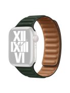 For Apple Watch Series 10 42mm / 9 8 7 41mm / 6 5 4 SE SE (2022) SE (2023) 40mm / 3 2 1 38mm Magnetic Watch Band Genuine Leather Replacement Strap - Cedar Green