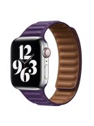 For Apple Watch Series 10 42mm / 9 8 7 41mm / 6 5 4 SE SE (2022) SE (2023) 40mm / 3 2 1 38mm Magnetic Watch Band Genuine Leather Replacement Strap - Crimson Cherry