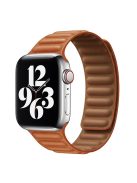 For Apple Watch Series 10 42mm / 9 8 7 41mm / 6 5 4 SE SE (2022) SE (2023) 40mm / 3 2 1 38mm Magnetic Watch Band Genuine Leather Replacement Strap - Golden Brown