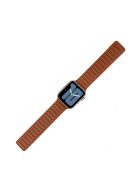 For Apple Watch Series 10 42mm / 9 8 7 41mm / 6 5 4 SE SE (2022) SE (2023) 40mm / 3 2 1 38mm Magnetic Watch Band Genuine Leather Replacement Strap - Golden Brown