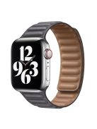 For Apple Watch Series 10 42mm / 9 8 7 41mm / 6 5 4 SE SE (2022) SE (2023) 40mm / 3 2 1 38mm Magnetic Watch Band Genuine Leather Replacement Strap - Grey