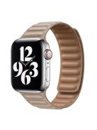 For Apple Watch Series 10 42mm / 9 8 7 41mm / 6 5 4 SE SE (2022) SE (2023) 40mm / 3 2 1 38mm Magnetic Watch Band Genuine Leather Replacement Strap - Khaki