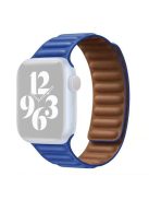 For Apple Watch Series 10 42mm / 9 8 7 41mm / 6 5 4 SE SE (2022) SE (2023) 40mm / 3 2 1 38mm Magnetic Watch Band Genuine Leather Replacement Strap - Klein Blue