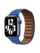 For Apple Watch Series 10 42mm / 9 8 7 41mm / 6 5 4 SE SE (2022) SE (2023) 40mm / 3 2 1 38mm Magnetic Watch Band Genuine Leather Replacement Strap - Klein Blue