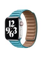 For Apple Watch Series 10 42mm / 9 8 7 41mm / 6 5 4 SE SE (2022) SE (2023) 40mm / 3 2 1 38mm Magnetic Watch Band Genuine Leather Replacement Strap - Lake Blue