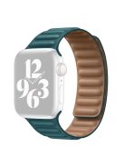 For Apple Watch Series 10 42mm / 9 8 7 41mm / 6 5 4 SE SE (2022) SE (2023) 40mm / 3 2 1 38mm Magnetic Watch Band Genuine Leather Replacement Strap - Malachite Green