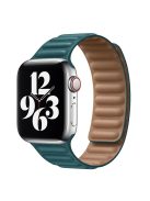 For Apple Watch Series 10 42mm / 9 8 7 41mm / 6 5 4 SE SE (2022) SE (2023) 40mm / 3 2 1 38mm Magnetic Watch Band Genuine Leather Replacement Strap - Malachite Green