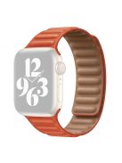 For Apple Watch Series 10 42mm / 9 8 7 41mm / 6 5 4 SE SE (2022) SE (2023) 40mm / 3 2 1 38mm Magnetic Watch Band Genuine Leather Replacement Strap - Orange