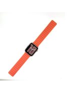 For Apple Watch Series 10 42mm / 9 8 7 41mm / 6 5 4 SE SE (2022) SE (2023) 40mm / 3 2 1 38mm Magnetic Watch Band Genuine Leather Replacement Strap - Orange