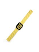 For Apple Watch Series 10 42mm / 9 8 7 41mm / 6 5 4 SE SE (2022) SE (2023) 40mm / 3 2 1 38mm Magnetic Watch Band Genuine Leather Replacement Strap - Orange Lemon Yellow