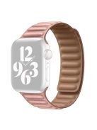 For Apple Watch Series 10 42mm / 9 8 7 41mm / 6 5 4 SE SE (2022) SE (2023) 40mm / 3 2 1 38mm Magnetic Watch Band Genuine Leather Replacement Strap - Pink