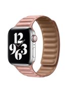 For Apple Watch Series 10 42mm / 9 8 7 41mm / 6 5 4 SE SE (2022) SE (2023) 40mm / 3 2 1 38mm Magnetic Watch Band Genuine Leather Replacement Strap - Pink