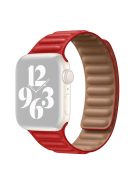 For Apple Watch Series 10 42mm / 9 8 7 41mm / 6 5 4 SE SE (2022) SE (2023) 40mm / 3 2 1 38mm Magnetic Watch Band Genuine Leather Replacement Strap - Red