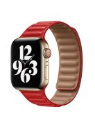 For Apple Watch Series 10 42mm / 9 8 7 41mm / 6 5 4 SE SE (2022) SE (2023) 40mm / 3 2 1 38mm Magnetic Watch Band Genuine Leather Replacement Strap - Red