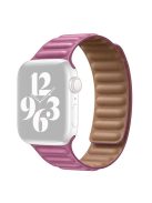 For Apple Watch Series 10 42mm / 9 8 7 41mm / 6 5 4 SE SE (2022) SE (2023) 40mm / 3 2 1 38mm Magnetic Watch Band Genuine Leather Replacement Strap - Rose Pink