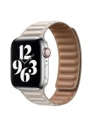 For Apple Watch Series 10 42mm / 9 8 7 41mm / 6 5 4 SE SE (2022) SE (2023) 40mm / 3 2 1 38mm Magnetic Watch Band Genuine Leather Replacement Strap - Starlight