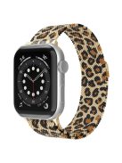 For Apple Watch Series 10 42mm / 9 8 7 41mm / 6 5 4 SE SE (2022) SE (2023) 40mm / 3 2 1 38mm Mesh Milanese Bracelet Watch Band Gradient Magnetic Strap Replacement - Golden Leopard Print