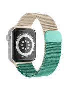 For Apple Watch Series 10 42mm / 9 8 7 41mm / 6 5 4 SE SE (2022) SE (2023) 40mm / 3 2 1 38mm Mesh Milanese Bracelet Watch Band Gradient Magnetic Strap Replacement - Gradient Gold / Green