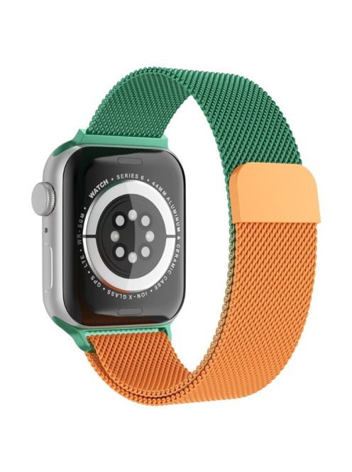 For Apple Watch Series 10 42mm / 9 8 7 41mm / 6 5 4 SE SE (2022) SE (2023) 40mm / 3 2 1 38mm Mesh Milanese Bracelet Watch Band Gradient Magnetic Strap Replacement - Gradient Green / Orange