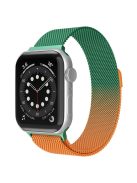 For Apple Watch Series 10 42mm / 9 8 7 41mm / 6 5 4 SE SE (2022) SE (2023) 40mm / 3 2 1 38mm Mesh Milanese Bracelet Watch Band Gradient Magnetic Strap Replacement - Gradient Green / Orange