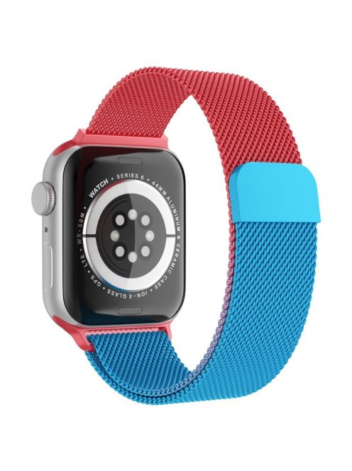 For Apple Watch Series 10 42mm / 9 8 7 41mm / 6 5 4 SE SE (2022) SE (2023) 40mm / 3 2 1 38mm Mesh Milanese Bracelet Watch Band Gradient Magnetic Strap Replacement - Gradient Red / Blue