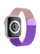 For Apple Watch Series 10 42mm / 9 8 7 41mm / 6 5 4 SE SE (2022) SE (2023) 40mm / 3 2 1 38mm Mesh Milanese Bracelet Watch Band Gradient Magnetic Strap Replacement - Gradient Rose Gold / Purple