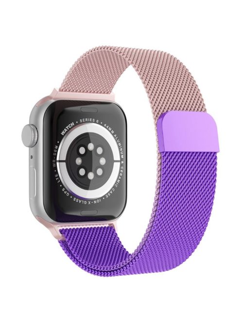 For Apple Watch Series 10 42mm / 9 8 7 41mm / 6 5 4 SE SE (2022) SE (2023) 40mm / 3 2 1 38mm Mesh Milanese Bracelet Watch Band Gradient Magnetic Strap Replacement - Gradient Rose Gold / Purple