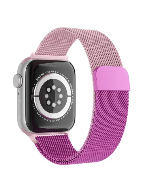 For Apple Watch Series 10 42mm / 9 8 7 41mm / 6 5 4 SE SE (2022) SE (2023) 40mm / 3 2 1 38mm Mesh Milanese Bracelet Watch Band Gradient Magnetic Strap Replacement - Gradient Rose Gold / Rose Purple