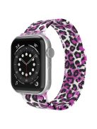 For Apple Watch Series 10 42mm / 9 8 7 41mm / 6 5 4 SE SE (2022) SE (2023) 40mm / 3 2 1 38mm Mesh Milanese Bracelet Watch Band Gradient Magnetic Strap Replacement - Purple Leopard Print