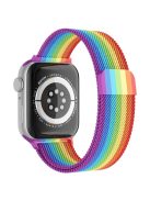 For Apple Watch Series 10 42mm / 9 8 7 41mm / 6 5 4 SE SE (2022) SE (2023) 40mm / 3 2 1 38mm Mesh Milanese Bracelet Watch Band Gradient Magnetic Strap Replacement - Rainbow