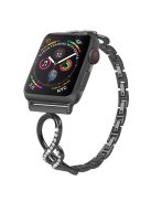 For Apple Watch Series 10 42mm / 9 8 7 41mm / 6 5 4 SE SE (2022) SE (2023) 40mm / 3 2 1 38mm Metal Anti-Wear Smart Watch Band Rhinestone Decor Wrist Strap - Black