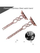 For Apple Watch Series 10 42mm / 9 8 7 41mm / 6 5 4 SE SE (2022) SE (2023) 40mm / 3 2 1 38mm Metal Anti-Wear Smart Watch Band Rhinestone Decor Wrist Strap - Pink