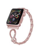 For Apple Watch Series 10 42mm / 9 8 7 41mm / 6 5 4 SE SE (2022) SE (2023) 40mm / 3 2 1 38mm Metal Anti-Wear Smart Watch Band Rhinestone Decor Wrist Strap - Pink