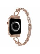 For Apple Watch Series 10 42mm / 9 8 7 41mm / 6 5 4 SE SE (2022) SE (2023) 40mm / 3 2 1 38mm Metal Anti-Wear Smart Watch Band Rhinestone Decor Wrist Strap - Rose Gold