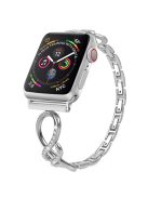 For Apple Watch Series 10 42mm / 9 8 7 41mm / 6 5 4 SE SE (2022) SE (2023) 40mm / 3 2 1 38mm Metal Anti-Wear Smart Watch Band Rhinestone Decor Wrist Strap - Silver