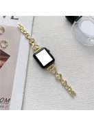 For Apple Watch Series 10 42mm / 9 8 7 41mm / 6 5 4 SE SE (2022) SE (2023) 40mm / 3 2 1 38mm Metal Heart Rhinestone Decor Smart Watch Band Bracelet Wrist Strap - Gold