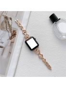 For Apple Watch Series 10 42mm / 9 8 7 41mm / 6 5 4 SE SE (2022) SE (2023) 40mm / 3 2 1 38mm Metal Heart Rhinestone Decor Smart Watch Band Bracelet Wrist Strap - Rose Gold