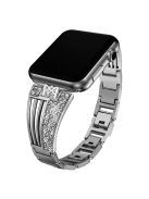 For Apple Watch Series 10 42mm / 9 8 7 41mm / 6 5 4 SE SE (2022) SE (2023) 40mm / 3 2 1 38mm Metal Rhinestone Decor Lightweight Smart Watch Band Hollow-Out Wrist Strap - Black