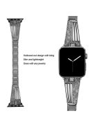 For Apple Watch Series 10 42mm / 9 8 7 41mm / 6 5 4 SE SE (2022) SE (2023) 40mm / 3 2 1 38mm Metal Rhinestone Decor Lightweight Smart Watch Band Hollow-Out Wrist Strap - Black