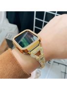 For Apple Watch Series 10 42mm / 9 8 7 41mm / 6 5 4 SE SE (2022) SE (2023) 40mm / 3 2 1 38mm Metal Smart Watch Band Bracelet Rhinestone Decor Wrist Strap Replacement - Gold