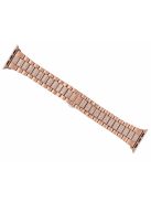 For Apple Watch Series 10 42mm / 9 8 7 41mm / 6 5 4 SE SE (2022) SE (2023) 40mm / 3 2 1 38mm Metal Smart Watch Band Three Beads Rhinestone Decor Bracelet - Rose Gold