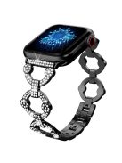 For Apple Watch Series 10 42mm / 9 8 7 41mm / 6 5 4 SE SE (2022) SE (2023) 40mm / 3 2 1 38mm Metal Watch Band Rhinestone Decorated Watch Strap - Black