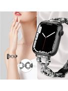 For Apple Watch Series 10 42mm / 9 8 7 41mm / 6 5 4 SE SE (2022) SE (2023) 40mm / 3 2 1 38mm Metal Watch Band Rhinestone Decorated Watch Strap - Black