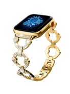 For Apple Watch Series 10 42mm / 9 8 7 41mm / 6 5 4 SE SE (2022) SE (2023) 40mm / 3 2 1 38mm Metal Watch Band Rhinestone Decorated Watch Strap - Gold