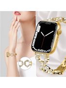 For Apple Watch Series 10 42mm / 9 8 7 41mm / 6 5 4 SE SE (2022) SE (2023) 40mm / 3 2 1 38mm Metal Watch Band Rhinestone Decorated Watch Strap - Gold