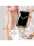 For Apple Watch Series 10 42mm / 9 8 7 41mm / 6 5 4 SE SE (2022) SE (2023) 40mm / 3 2 1 38mm Metal Watch Band Rhinestone Decorated Watch Strap - Rose Gold