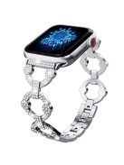 For Apple Watch Series 10 42mm / 9 8 7 41mm / 6 5 4 SE SE (2022) SE (2023) 40mm / 3 2 1 38mm Metal Watch Band Rhinestone Decorated Watch Strap - Silver