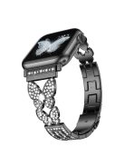 For Apple Watch Series 10 42mm / 9 8 7 41mm / 6 5 4 SE SE (2022) SE (2023) 40mm / 3 2 1 38mm Metal Watch Strap Quick Release Watch Band Rhinestone Decorated Butterfly Watchband - Black